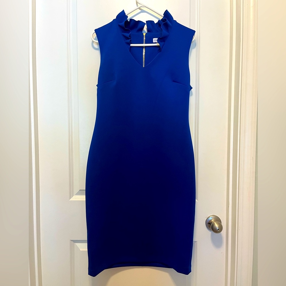 Calvin Klein royal blue dress with stretch, size 10.